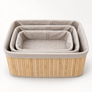 Desktop bamboo storage basket